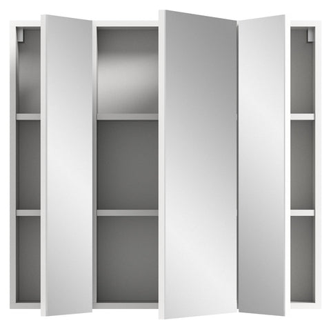 Rootz Vira White Melamine Mirror Cabinet - 2 Doors - 2 Shelves - Large Mirror - Timeless Design - Modular - FSC Certified - 82cm x 77cm x 18cm