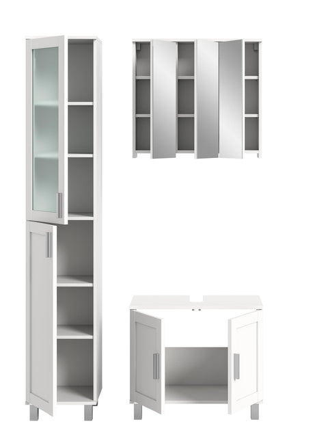 Rootz Bathroom Furniture Set - White - 3 Piece Ensemble - Timeless Design - Modular System - Sustainable - Approx. 115x188x35 cm