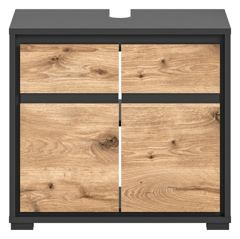 Rootz Vanity Unit - Bathroom Cabinet - Storage Organizer - Nox Oak Finish - Anthracite Body - 60cm x 55cm x 34cm - Modern Design - High-Quality Wood - Eco-Friendly Choice