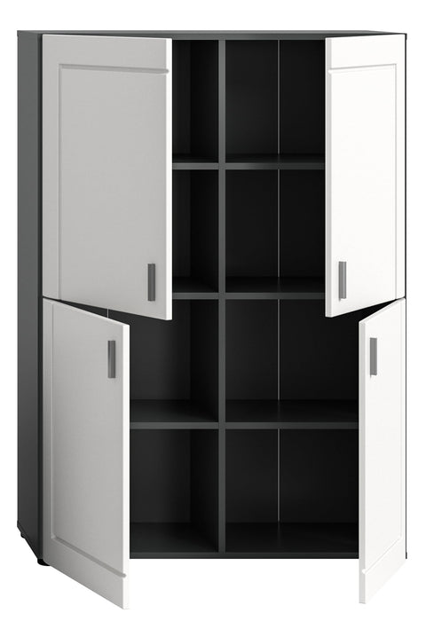 Rootz X2TAT07 Wood Storage Cupboard - Grey/White Matt - Wardrobe - FSC Certified - 90cm x 130cm x 34cm
