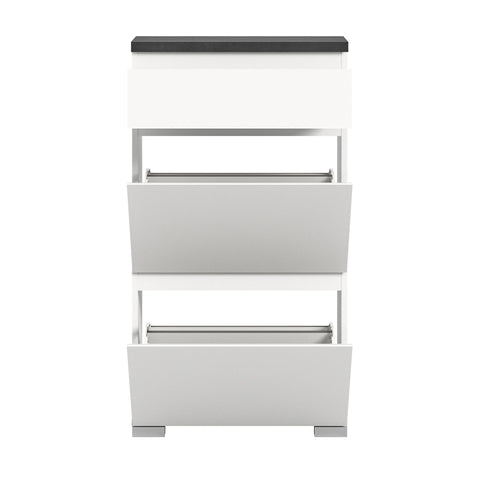 Rootz Shoe Cabinet Organizer - Wooden Shoe Storage - White Shoe Rack - Industrial Gray Shoe Shelf - FSC Certified - 60cm x 109cm x 27cm