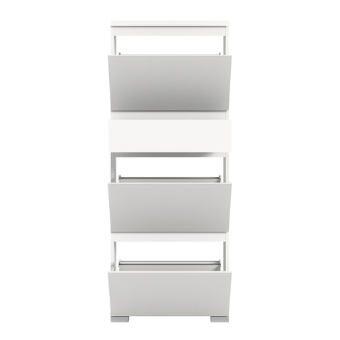 Rootz Shoe Cabinet White - Shoe Chest - Shoe Storage - Wood Material - Timeless Design - 60cm x 152cm x 27cm