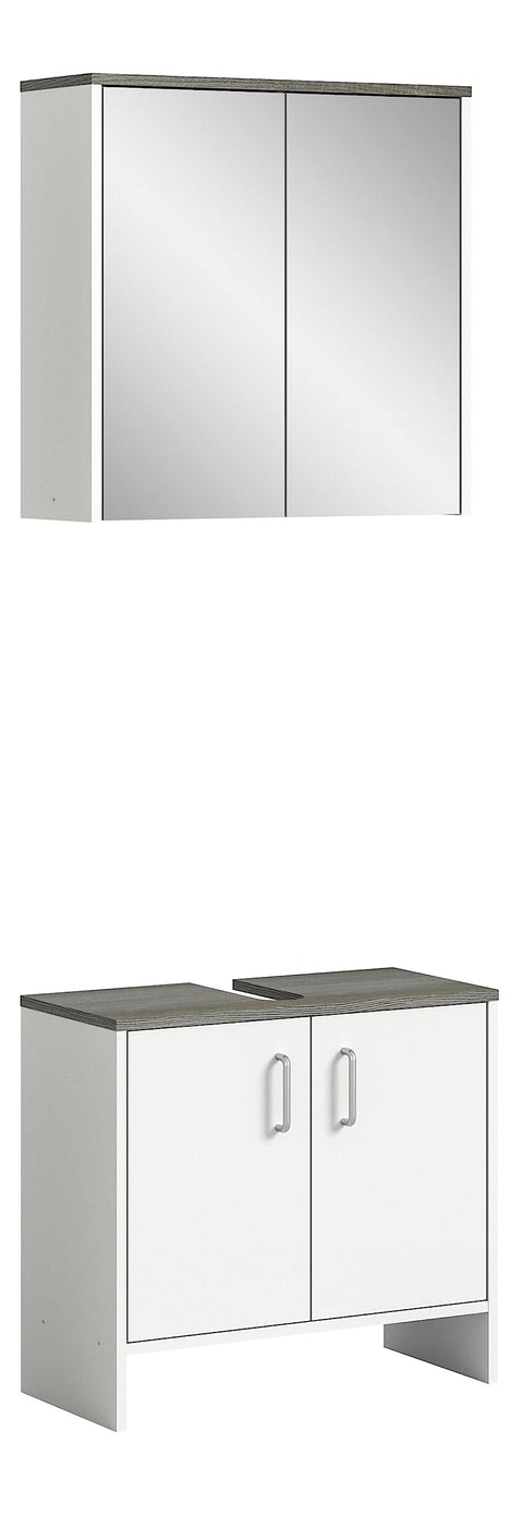 Rootz Wooden Bathroom Furniture Set - White Vanity Set - Solid Wood Material - System Los Angeles - Timeless Design - FSC Certified - 150cm x 50cm x 60cm