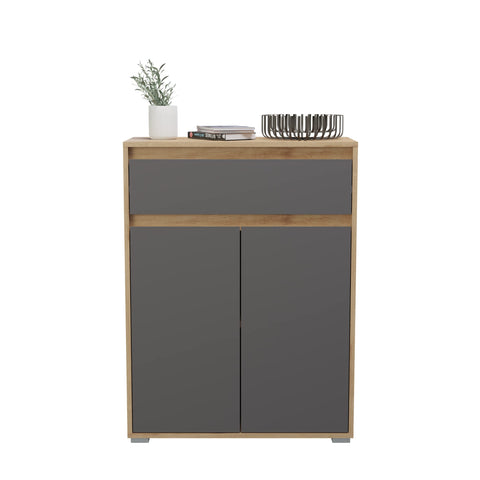 Rootz Torino Shoe Cabinet - Closet Organizer - Entryway Furniture - Oak Wood - 76cm x 102cm x 35cm - Gray Imitation - FSC Certified