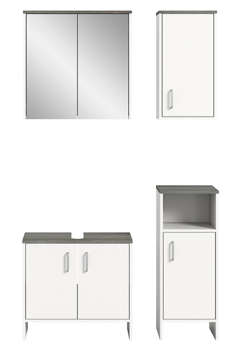 Rootz 4 Piece Set Bathroom Furniture - Vanity Set - Cabinet Ensemble - White - Wood Material - Sustainable - FSC Certified - 140cm x 50cm x 180cm