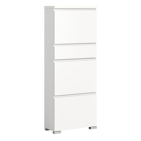 Rootz Shoe Cabinet White - Shoe Chest - Shoe Storage - Wood Material - Timeless Design - 60cm x 152cm x 27cm
