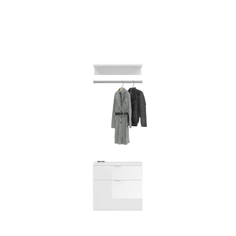 Rootz Projekt X Shoe Cabinet - Storage Unit - Shoe Chest - Wood Material - High-Gloss White - Approx. 61 x 62 x 34 cm