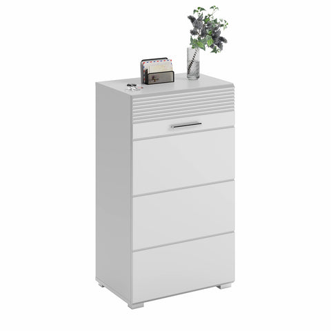 Rootz LINUS Hallway Furniture Set - White High Gloss - Entryway Storage - Puristic Design - 115cm x 190cm x 37cm
