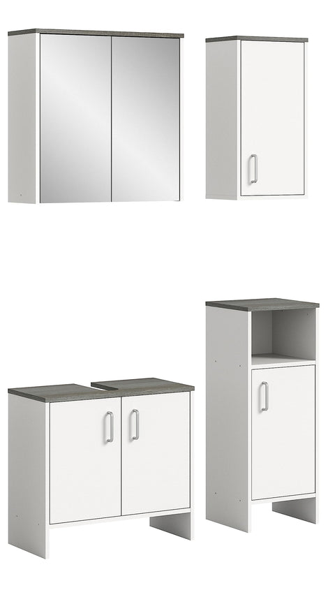 Rootz 4 Piece Set Bathroom Furniture - Vanity Set - Cabinet Ensemble - White - Wood Material - Sustainable - FSC Certified - 140cm x 50cm x 180cm
