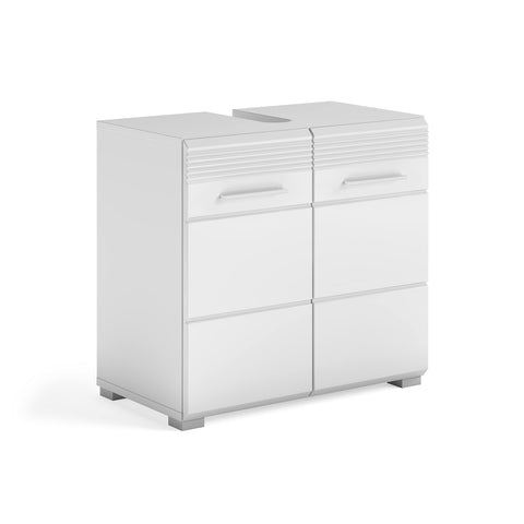Rootz LINUS Bathroom Vanity Unit - Sink Cabinet - Wood Material - White - 60cm x 56cm x 34cm
