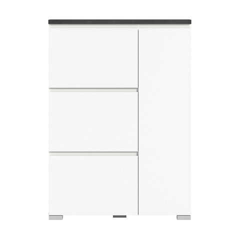 Rootz Shoe Cabinet - Shoe Chest - Shoe Storage - Wood Material - White & Industrial Gray - 95cm x 133cm x 18cm