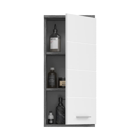 Rootz Blake Wall Cabinet - White High-Gloss Bathroom Furniture - MDF - Smoke Silver Nb. - Modular Design - FSC Certified - 35cm x 77cm x 25cm