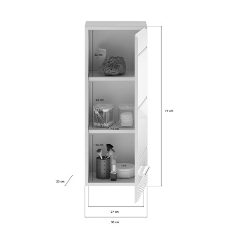 Rootz Wooden Bathroom Wall Cabinet - White - FSC Certified - Timeless Design - 30cm x 77cm x 23cm