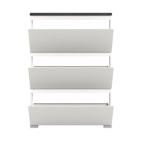 Rootz Shoe Cabinet - Shoe Tipper - Shoe Storage - Wood Material - White - Offset Industrial Gray Nb - Approx. 95cm x 133cm x 18cm