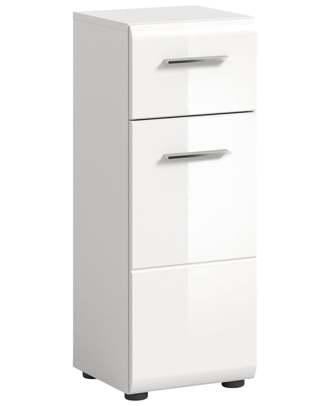 Rootz White High Gloss Standing Cabinet - Tall Cabinet - Bathroom Organizer - Modern Design - 30cm x 80cm x 30cm