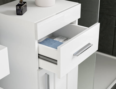 Rootz Snow Bathroom Cabinet - Wood Material - White - Stylish Design - 80cm x 36cm x 32cm