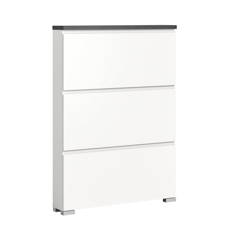 Rootz Shoe Cabinet - Shoe Tipper - Shoe Storage - Wood Material - White - Offset Industrial Gray Nb - Approx. 95cm x 133cm x 18cm