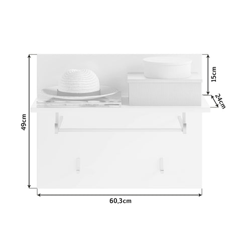 Rootz LINUS Wardrobe Set - White Coat Rack - Wall Panel Organizer - Puristic Design - 49cm x 60cm x 26cm