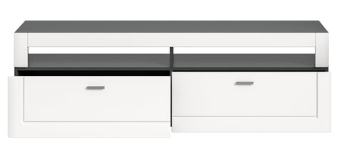 Rootz TV Lowboard Lago - Media Bench - Wood Finished - Grey/White Matt - 160cm x 50cm x 40cm