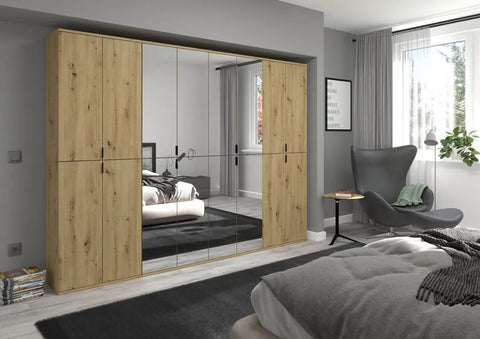 Rootz Solid Wood Material Wardrobe - Artisan Oak Finish - Storage Solution - 244cm x 193cm - Sustainable Production - FSC Certified