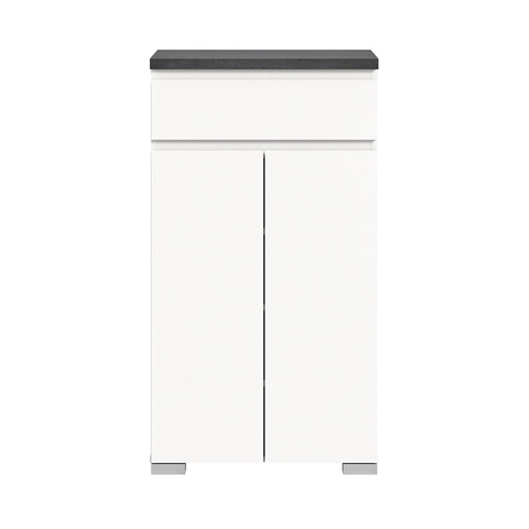 Rootz Shoe Cabinet - Wood Storage - White - Offset Industrial Gray Nb - 60cm x 109cm x 40cm