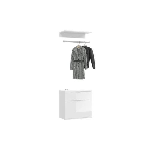 Rootz Projekt X Shoe Cabinet - Storage Unit - Shoe Chest - Wood Material - High-Gloss White - Approx. 61 x 62 x 34 cm