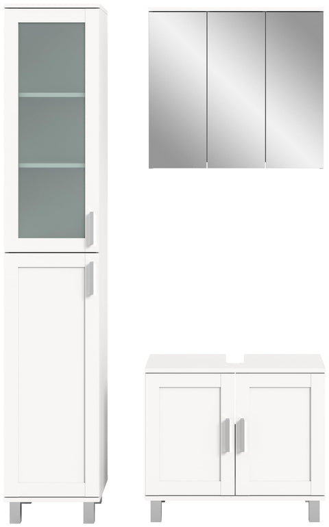 Rootz Bathroom Furniture Set - White - 3 Piece Ensemble - Timeless Design - Modular System - Sustainable - Approx. 115x188x35 cm