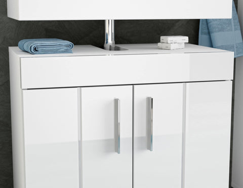 Rootz Snow 5-Piece Bathroom Furniture Set - White - Engineered Wood - Timeless Design - 35cm x 147cm - FSC Certified