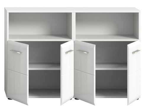 Rootz 2-Piece Set Bathroom Vanity - White High Gloss - Contemporary Design - Space-Saving - 120cm x 190cm x 32cm