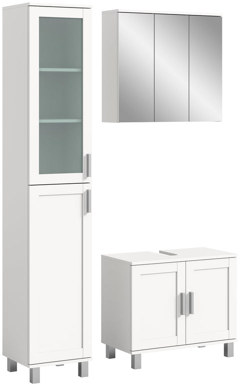 Rootz Bathroom Furniture Set - White - 3 Piece Ensemble - Timeless Design - Modular System - Sustainable - Approx. 115x188x35 cm