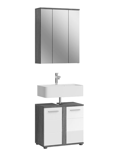 Rootz 2 Piece Bathroom Furniture Set - Vanity Unit - Modular Storage - Timeless Design - Wood Material - 80cm x 60cm x 40cm