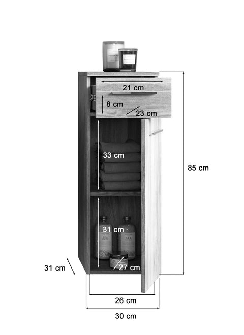 Rootz Wooden Shelf - Smoke Silver - Eco-Friendly Rack - FSC Certified - Approx. 30 x 85 x 31 cm