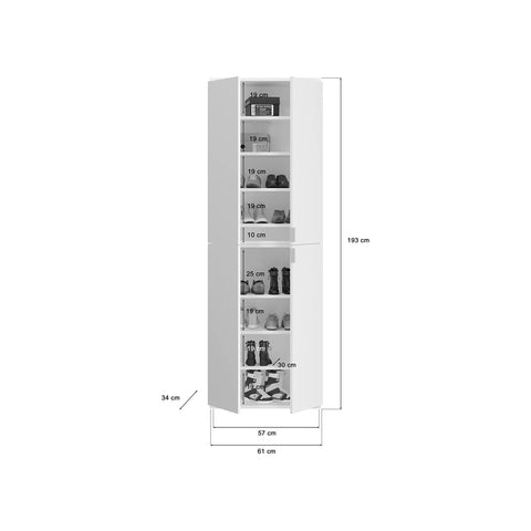 Rootz Wood Material Gloss White Wardrobe Set - High-Gloss Closet - Dresser - FSC Certified - 183cm x 193cm