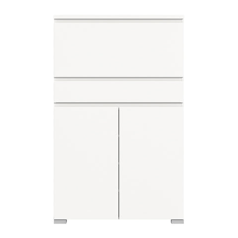 Rootz Shoe Cabinet - Entryway Organizer - Shoe Storage Solution - Wood Material - White - Approx. 95x152x27 cm