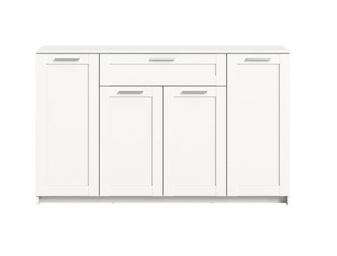 Rootz Ibiza Chest of Drawers - Sideboard - White Wood - 156cm x 95cm x 37cm - 4 Doors - 1 Drawer - 5 Shelves - FSC Certified - Timeless Design