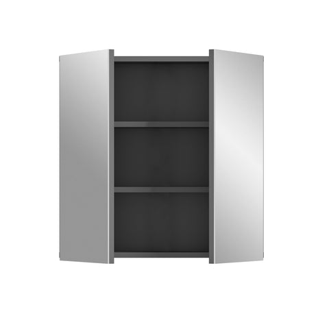 Rootz Mirror Cabinet - Front Mirror Surface Body Gray NB - Bathroom Cabinet - Approx. 60cm x 60cm x 15cm - Modern Design - Built-in Storage - High Quality Wood Material