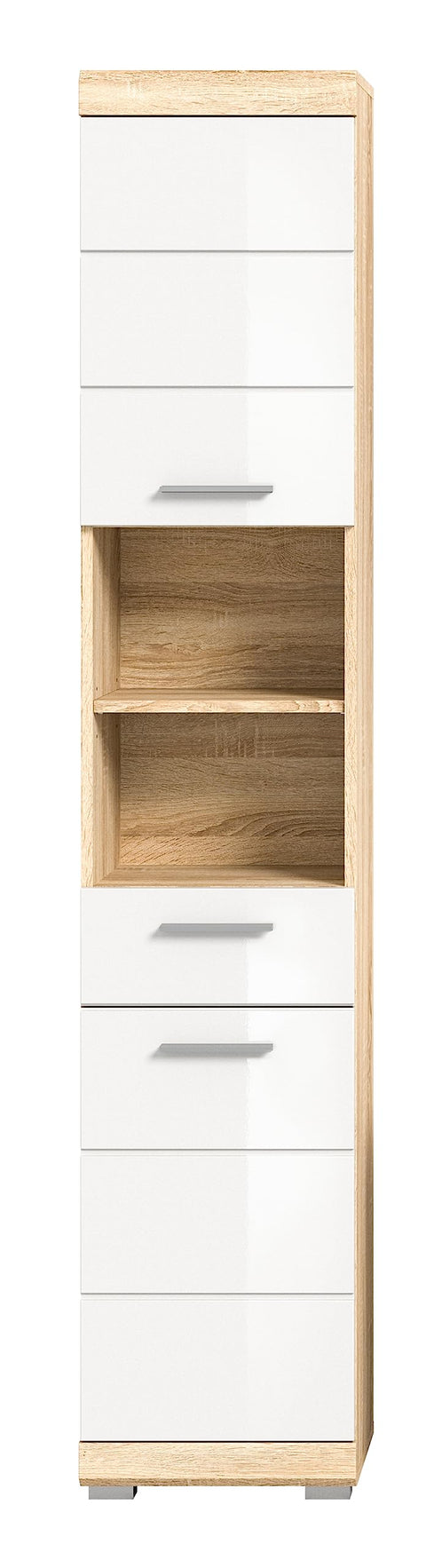 Rootz Lambada Tall Cabinet - Bathroom Storage - Wood Material - Sonoma Oak - Modular Design - 37cm x 191cm x 31cm