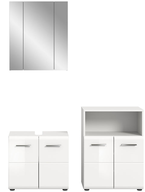 Rootz 3-Piece Set Bathroom Vanity - White High Gloss - Stylish Storage - 135cm x 190cm x 32cm