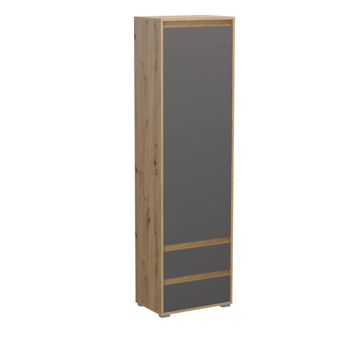 Rootz Torino Wardrobe - Closet Organizer - Dresser - Wood Material - Grey & Oak Finish - Space-saving - FSC Certified - 54cm x 190cm x 35cm