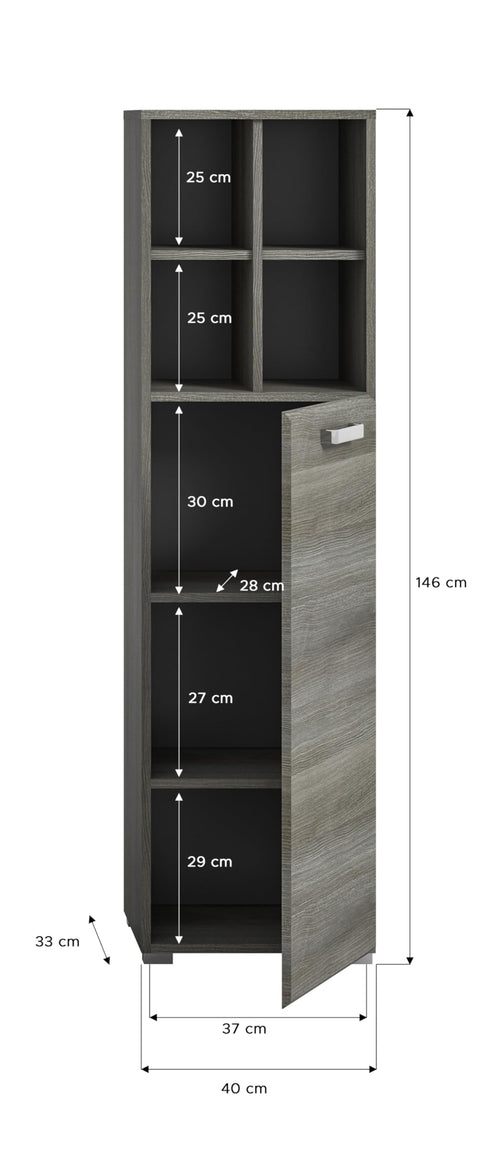 Rootz Silver Bathroom Furniture - Chest of Drawers - Wood Material - Timeless Design - 40cm x 146cm x 33cm