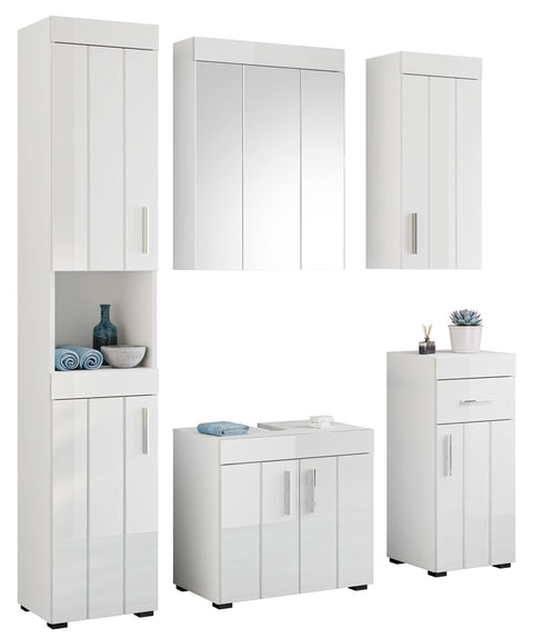 Rootz Snow Bathroom Furniture Set - Wood Material - Silver - Medium - Timeless Design - 35cm x 147cm - FSC Certified