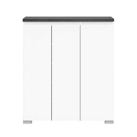 Rootz Shoe Cabinet - Wooden Hallway Cupboard - White - Offset Industrial Gray Nb - Shoe Storage System - 95cm x 109cm x 40cm