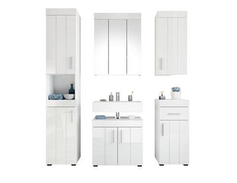 Rootz Snow Bathroom Furniture Set - Wood Material - Silver - Medium - Timeless Design - 35cm x 147cm - FSC Certified