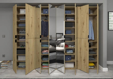 Rootz Solid Wood Material Wardrobe - Artisan Oak Finish - Storage Solution - 244cm x 193cm - Sustainable Production - FSC Certified