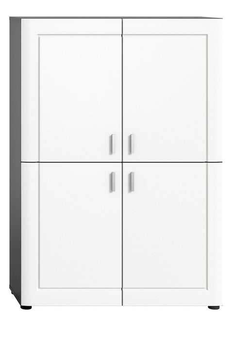 Rootz X2TAT07 Wood Storage Cupboard - Grey/White Matt - Wardrobe - FSC Certified - 90cm x 130cm x 34cm