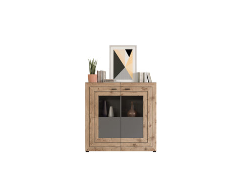 Rootz Highboard Freno - Wood Material - Gray Replica - Nox Oak Replica - 160 x 90 x 40 cm