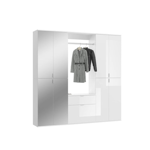 Rootz Wood Material Gloss White Wardrobe Set - High-Gloss Closet - Dresser - FSC Certified - 183cm x 193cm