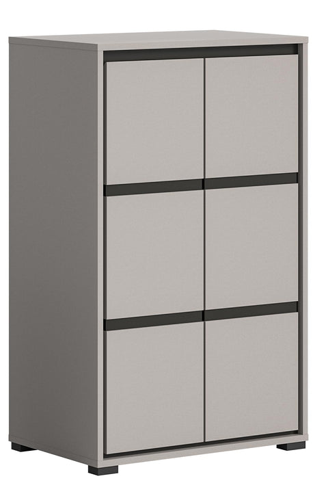 Rootz Jaru Shoe Cabinet - Gray Nb Shoe Rack - Wooden Organizer - Timeless Design - 65cm x 103cm x 37cm