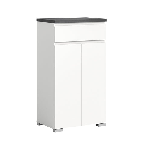 Rootz Shoe Cabinet - Wood Storage - White - Offset Industrial Gray Nb - 60cm x 109cm x 40cm