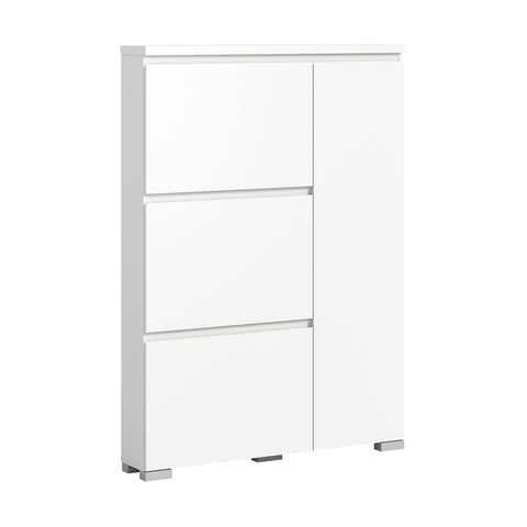 Rootz Shoe Cabinet - Hallway Cupboard - Entryway Organizer - Wood Material - White - Approx. 95x133x18 cm